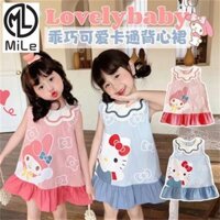 [Ml] 90-140cm Mùa Hè Phong Cách Mới Bé Gái Giả Tưởng Hoạt Hình Áo Vest Xù Hoạt Hình Hello Kitty Váy Không Tay Hợp Thời Trang