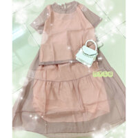 ML19 New - Set tơ voan chân váy dài lưng thun, 3 màu. Đầm/Set/Váy giá rẻ