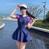(M/L/XL) Đồ Bơi Kín Đáo Dáng Váy Loang Hồng CÓ LÓT, Quần Đùi Bên Trong Tay Dài, Tay Ngắn BikiniMe R44