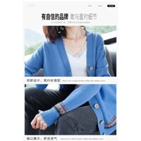 Mm319 Áo khoác cardigan len nữ thổ cẩm phong cách Hàn Quốc