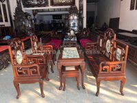 MM33 Bộ Bàn Ghế Móc Mỏ Gỗ Gụ 6 Món bàn 55 x 115 ( Anh Tùng, Nam Định )