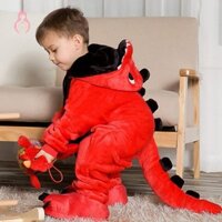 [Mmbb] Bộ đồ ngủ khủng long Flannel mùa thu đông Động vật Bộ đồ Onesie dễ thương Thể hiện trang phục OHG