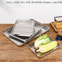 [Mmbb] Khay nướng bánh bằng thép không gỉ có giá đỡ dây Bánh nướng BBQ Khay đĩa Lò nướng Giá nướng Bánh nướng Dụng cụ nướng thịt OHG