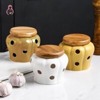 [Mmbb] Lọ Bảo Quản Tỏi Gốm Trắng Có Nắp Tinh Tế Rỗng Bảo Quản Bình Tỏi Gừng Lọ Nến Chụp Đèn Hộp Kẹo Gia Đình OHG