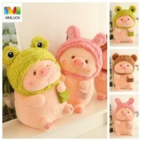 Mmluck Lulu Pig Đồ chơi sang trọng, Búp bê sang trọng Cosplay biến thành lợn Đồ chơi sang trọng, Ếch & Thỏ & Gấu Hoạt hình PP Cotton Piggy Thú nhồi bông Sinh nhật Giáng sinh