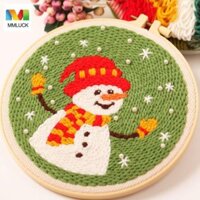 Mmluck Thảm Punch, Bộ kim đục lỗ Giáng sinh Cây thông Noel thủ công, Đồ may vá Bộ dụng cụ thêu vá dễ dàng DIY dành cho người lớn