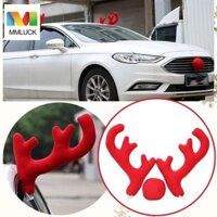 Mmluck Trang trí ngoại thất ô tô Giáng sinh, Phim hoạt hình sáng tạo Đồ trang trí ô tô Giáng sinh dễ thương, Mũi đỏ đa năng 3D Sừng hươu Xe tuần lộc Bộ gạc Phụ kiện ô tô