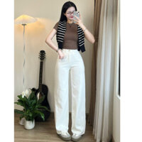 (Mở bán) Quần jeans nữ, quần bò trắng kaki dày dặn cao cấp form đẹp thêu ngựa.