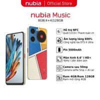 [Mở bán từ 09.09] Điện thoại Nubia Music NFC 8(4+4)/128GB | 6.6" HD+ 90Hz | 2 Jack tai nghe - Hàng chính hãng