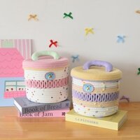[Mở Cửa Hàng Giảm Giá 50%] Giỏ Đựng Đồ ins Phong Cách Macaron Sợi Cotton Dễ Thương Sắp Xếp Giỏ Chứa Đồ Ăn Nhẹ Đồ lặt vặt Bảo Quản