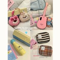 [Mở cửa hàng giảm giá 50%] Ví đựng tiền xu sọc Túi đựng tai nghe chó con dễ thương Túi đựng son môi dung tích lớn phù hợp Túi đựng đồ lặt vặt di động