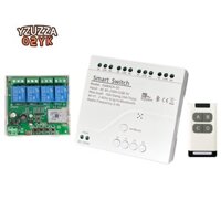 Mô-đun chuyển tiếp công tắc Bluetooth WiFi thông minh có vỏ chia sẻ bằng một cú nhấp chuột của điều khiển từ xa bằng giọng nói theo lịch trình 85-250V Bộ điều khiển tắt Điều khiển từ xa WiFi 4CH 2.4G cho Alexa