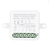 Mô-đun rơle công tắc thông minh Mini 2CH Zigbee Hỗ trợ công tắc điều khiển 2 chiều để tự động hóa nhà thông minh, hoạt động với Alexa Google Home