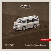 MÔ HÌNH 1:64 TARMAC WORKS - Toyota Hiace Wagon Custom Silver / Brown