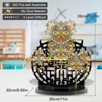 Mô Hình 3D Lắp Ráp Kim Loại Piececool Bách Điểu Triều Phượng (592 mảnh, The Treasure of Phoenix)