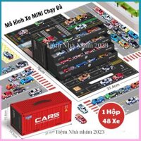 Mô Hình 48 Xe Thể Thao Bằng Hợp Kim Chạy Đà Có Đường Đua Bên Trong Hộp Đựng Hình Thùng Container Xịn Sò