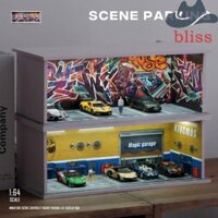 Mô hình bãi đậu xe BLISS, Mô phỏng mô hình cảnh nhà để xe thu nhỏ, Phòng trưng bày quà tặng sinh nhật Tỉ lệ 1 / 64 có đèn Hộp trưng bày mô hình ô tô Ô tô hợp kim