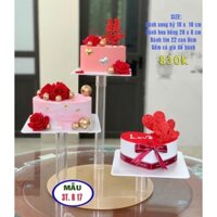 Mô hình bánh cưới giả , set 3 bánh hoa hồng đỏ kèm giá để bánh , 3T R17