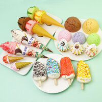 Mô hình cây kem que ốc quế nhỏ sô cô la lạc dừa nhiều màu sắc popsicle mô phỏng trang trí làm đẹp đạo cụ chụp ảnh hàng kem cao cấp