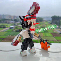 Mô hình Chainsaw Man - Mô hình lắp ghép Denji Pochita 239pcs - Nhân vật Denji hóa quỷ cưa máy Pochita xếp hình 23cm