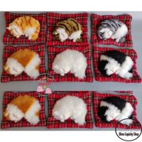 Mô hình chú mèo giả bằng lông nhung than hoạt tính phát minh chân thật tô điểm nhà cửa,xe hơi,bàn làm việc