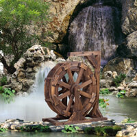 Mô hình cối xoay nước, guồng nước trang trí bể cá decor tiểu cảnh sân vườn bằng gỗ Thông Newzea land