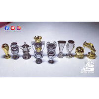 Mô hình cúp bóng đá giải thường bóng đá thu nhỏ mini 4-5cm chất liệu kim loại sáng bóng