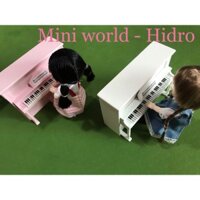 Mô hình đàn piano mini bằng gỗ trang trí nhà búp bê.