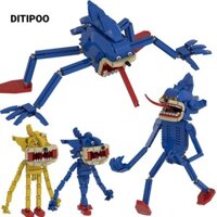Mô hình DITIPOO Sonic, Nhân vật hành động xếp hình DIY, Gạch lắp ráp Kawaii Sonic Tượng Anime