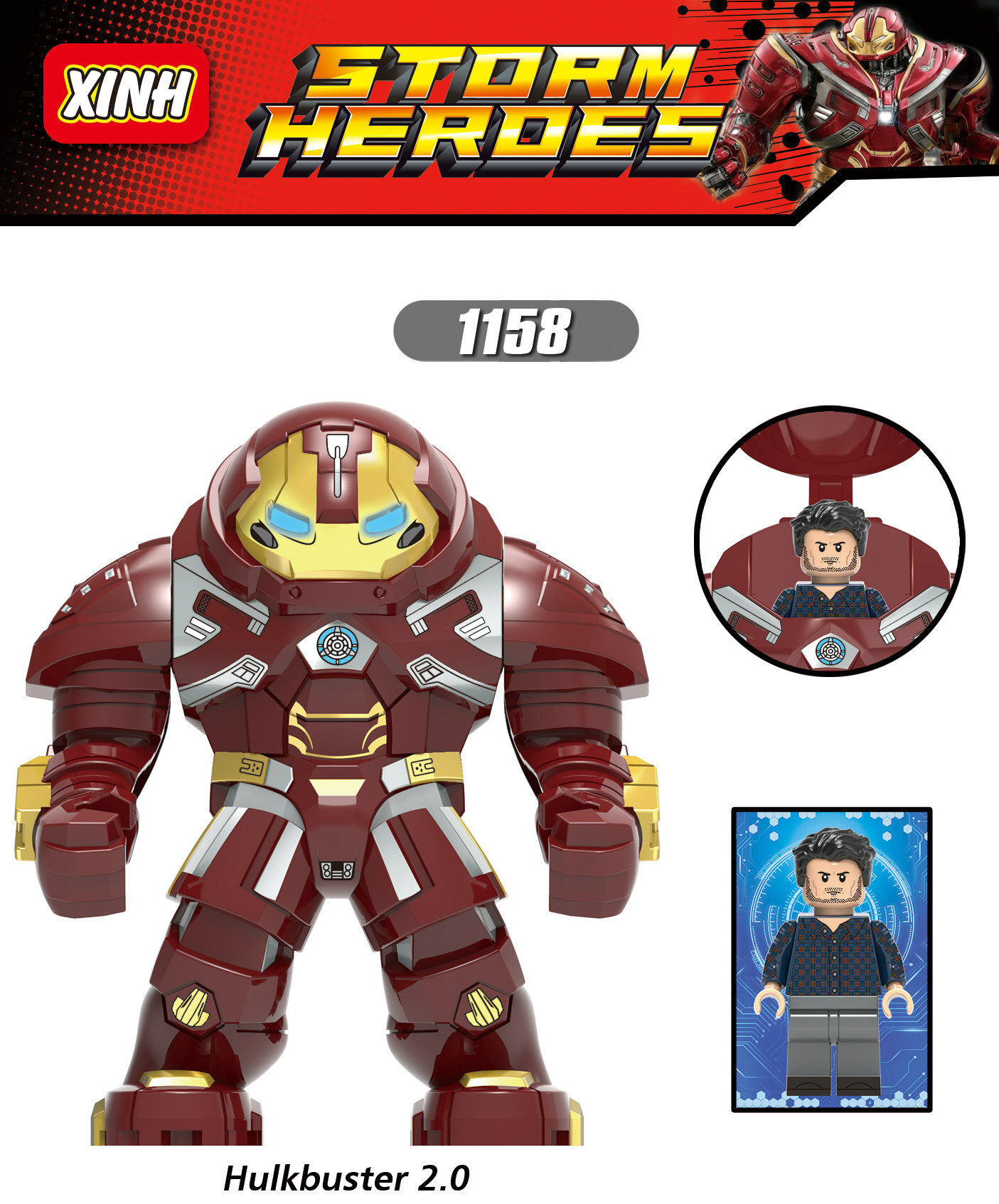 Mô hình nhân vật lego Hulkbuster Banner Marvel Avengers X1158