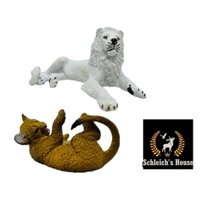Mô hình động vật , đồ chơi con vật AAA chính hãng Sư tử trắng , sư tử con nằm - Schleich House