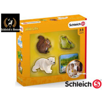 Mô hình động vật , đồ chơi con vật Schleich chính hãng Set bộ 3 con gấu , sóc , ếch và flashcard 42474 - Schleich House