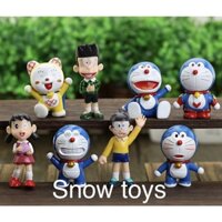 Mô hình Doraemon - Trọn bộ 8 Mô hình: Nobita Suneo Shizuka Doraemon Dorami - Xeko Xuka Doremon Doremi - Cao 5~8cm