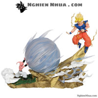 Mô Hình DragonBall Goku Đại chiến Majin buu + có led ở cầu - Cao 21cm - rộng 26cm , nặng 700gram - Figure DragonBall