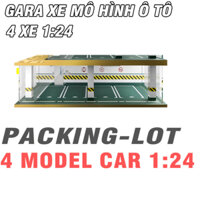 Mô hình gara để xe đồ chơi trẻ em mô hình xe ô tô tỉ lệ 1:24 bằng gỗ có đèn chiếu sáng gara