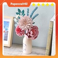 Mô hình giấy 3D Bó hoa Mẫu Đơn Trang Trí - Quà tặng Valentino Mother's Day Teacher's Day