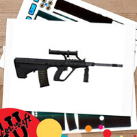 Mô Hình Giấy 3D Bộ Kit Tự Cắt Dán Mô Hình Giấy - PUBG - AUG tỉ lệ 1:1