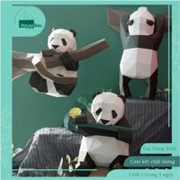 Mô hình giấy 3d hình gấu trúc decor phòng khách