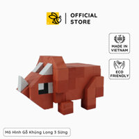 Mô Hình Gỗ Khủng Long 3 Sừng | Sx Thủ Công | Quà Tặng Trưng Bày Sưu Tập (Tô Sẵn & KIT Tự Tô Màu)