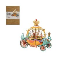 Mô hình gỗ lắp ráp 3D DIY Pumpkin Carriage Music Box (Hộp Nhạc Xe Bí Ngô) (Mixed Color) - Robotime  AM41 - WP005