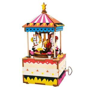 Mô hình gỗ lắp ráp 3D Merry Go Round Music Box (Hộp Nhạc Vòng Xoay Ngựa Gỗ) (Mixed Color) - Robotime AM304 - WP012