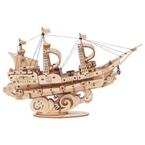 Mô hình gỗ lắp ráp 3D The Fishing Ship (Tàu Đánh Cá) (Wood Color) - Robotime TG308 - WP141