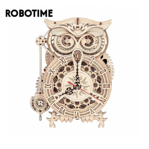 Mô hình gỗ lắp ráp 3D The Owl Clock (Đồng Hồ Con Cú) (Wood Color) - Robotime LK503 - WP145