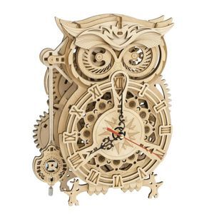 Mô hình gỗ lắp ráp 3D The Owl Clock (Đồng Hồ Con Cú) (Wood Color) - Robotime LK503 - WP145