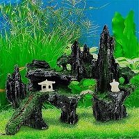 Mô hình hòn non bộ núi đá hang chùa vàng lớn tiểu cảnh bể cá