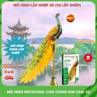 Mô hình kim loại Piececool hình con công, mô hình 3D kim loại chưa lắp ráp P102-NGB
