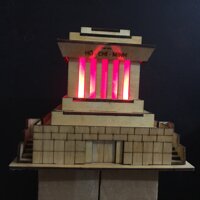Mô hình lăng Chủ tịch Hồ Chí Minh bằng gỗ có đèn  13,5 x 13,5 x 3cm