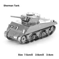 Mô hình lắp ghép kim loại 3d, mô hình tank chiến Sherman, mô hình decor phòng đẹp