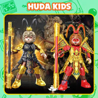 Mô hình lắp ráp Black Myth Wukong Tôn Ngộ Không cầm gậy như ý nhân vật mảnh trơn có thể cử động HUDA KIDS .