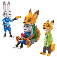 Mô Hình Lắp Ráp Cáo Và Thỏ Zootopia, Mảnh Trơn Cáo Nick Và Thỏ Judy, Hoạt Hình Cáo Và Thỏ